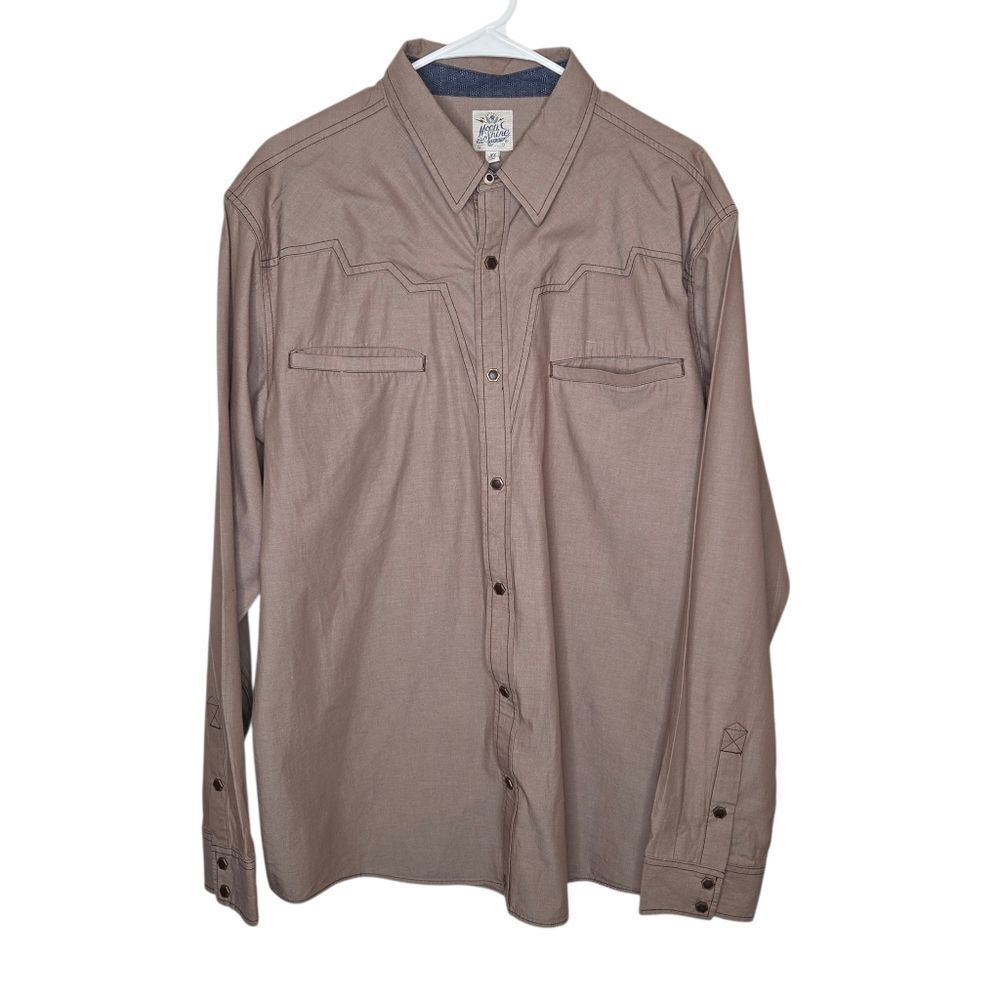 Moonshine & Spirits Men's Western Button-Down Shirt, Taupe Brown, LS, Size XL